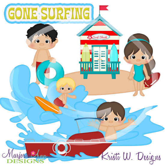 Gone Surfing 2 SVG Cutting Files Includes Clipart - Click Image to Close